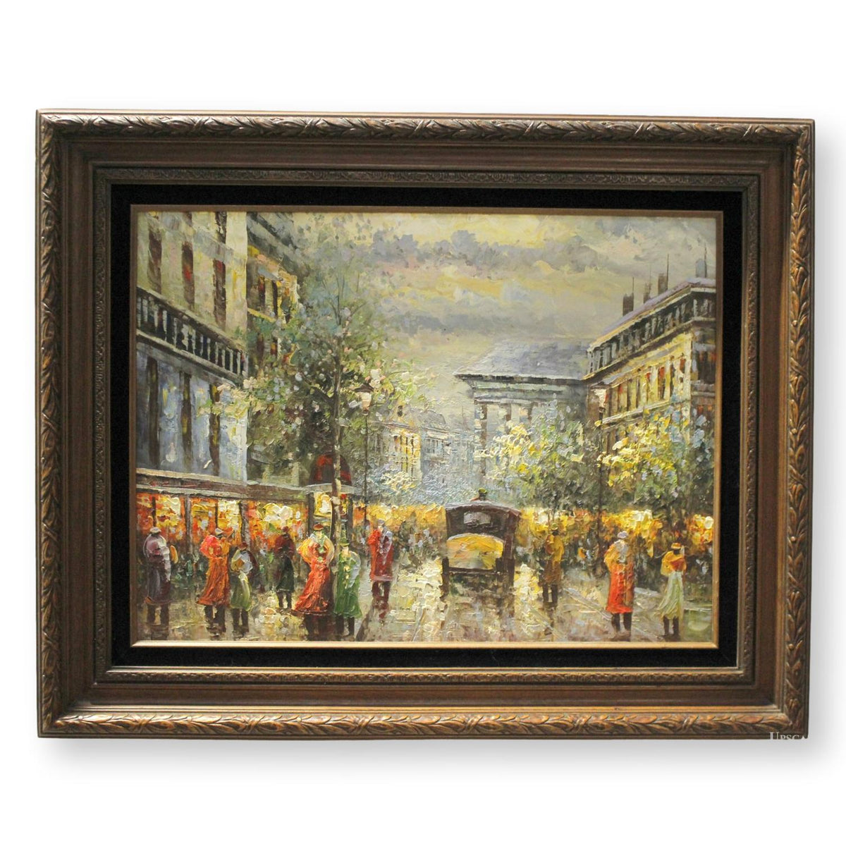 Framed Oil Painting - European City Scape