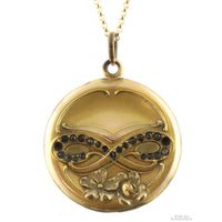 Late Victorian Wightman & Hough Gold-Filled Locket with Black Paste Stones