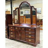 Sumpter Furniture Mahogany Triple Dresser w/Tri-fold Mirror
