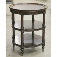 Round Leather Top Accent Table