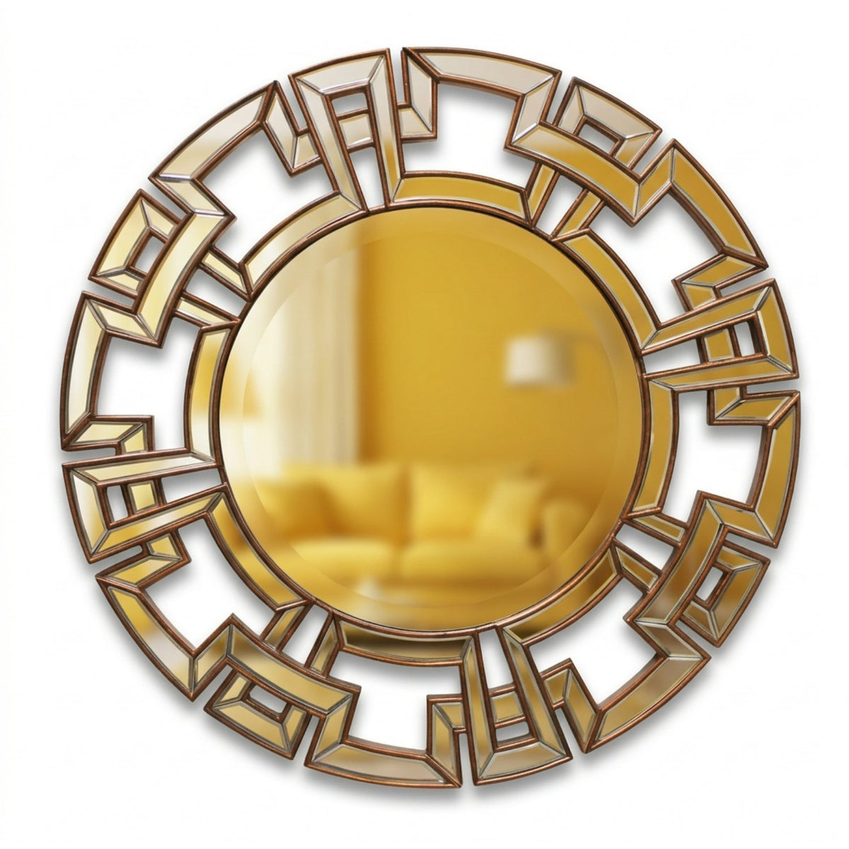 Round Geometric Design Wall Mirror
