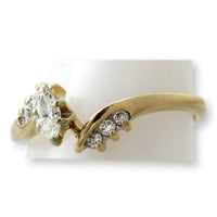 Vintage Crescent 14KP Gold Marquise Diamond Shadow Band | Estate Wedding Ring