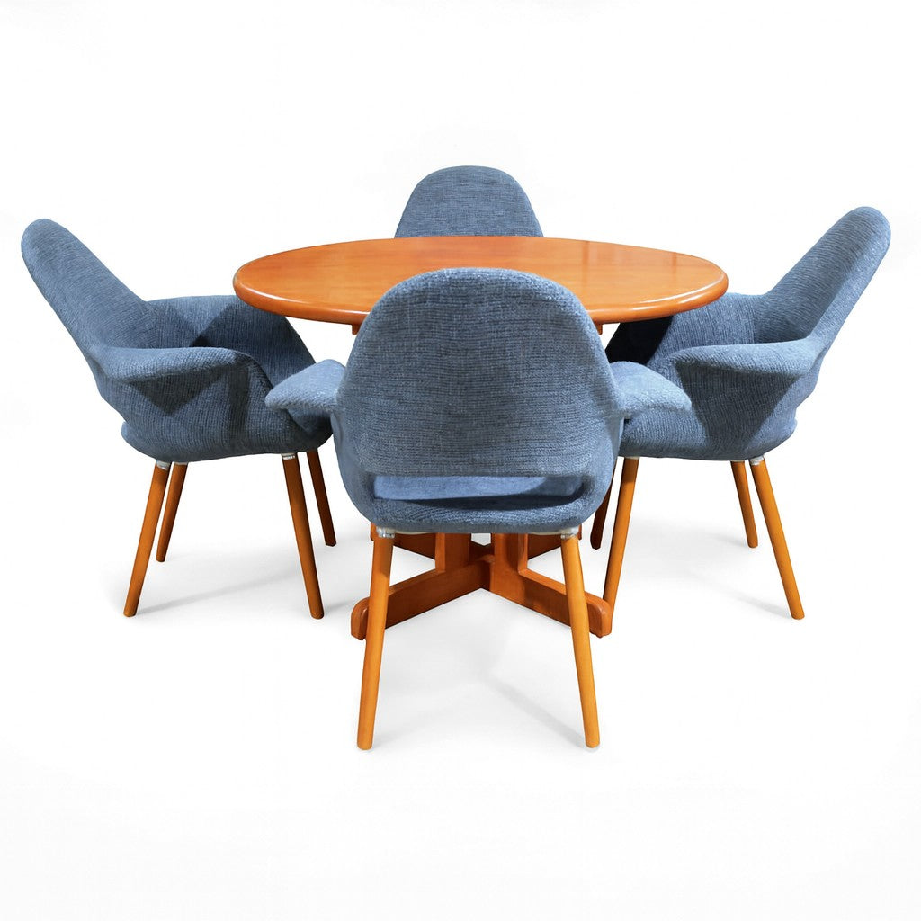 MCM Style Dining Set w/4 Blue Chairs