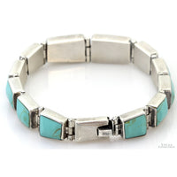 Vintage Mexican 950 Silver Robin's Egg Blue Graduated Turquoise Bracelet