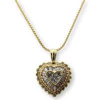 14K Yellow Gold 1.10ctw Diamond Heart Pendant Necklace