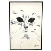 White Cat Original Oil Painting