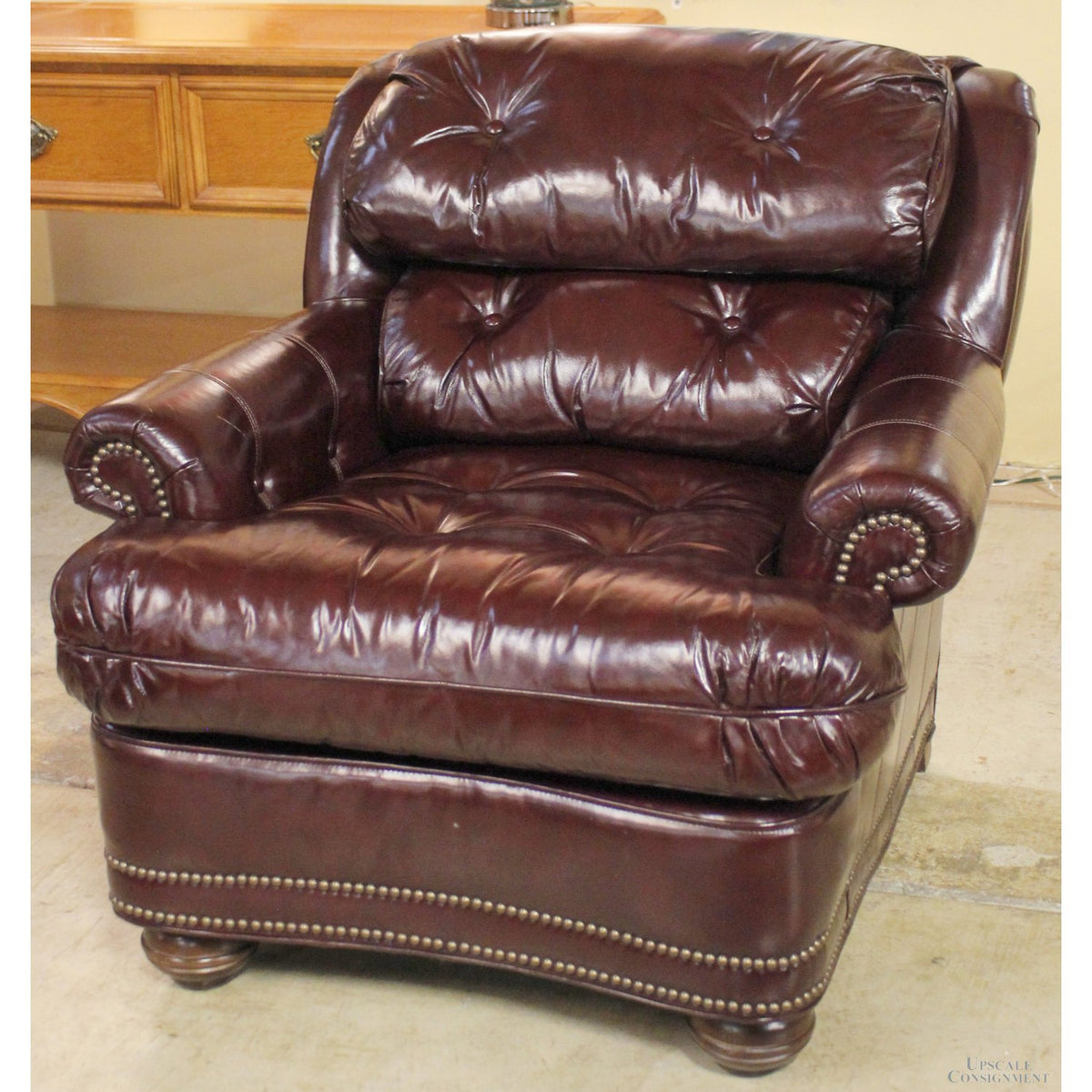 Distinction Leather Mahogany Leather Club Chair & Ottoman