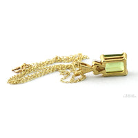 10K Gold Peridot & Diamond Pendant & 16" Chain Necklace