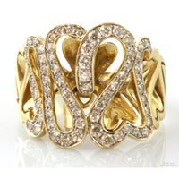 Art Nouveau Swirling Hearts 14K Gold 1.5ctw Diamond Ring