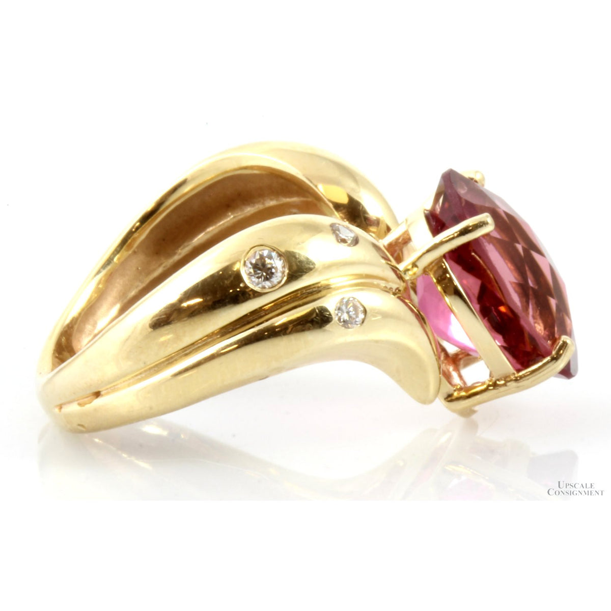 5.15ct Rubelite Tourmaline Diamond 14K Yellow Gold Ring