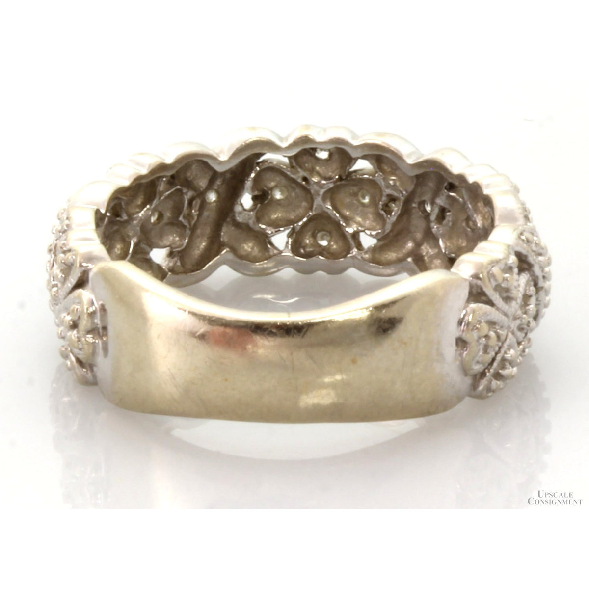 14K White Gold Celtic-Inspired Shamrock Diamond Ring