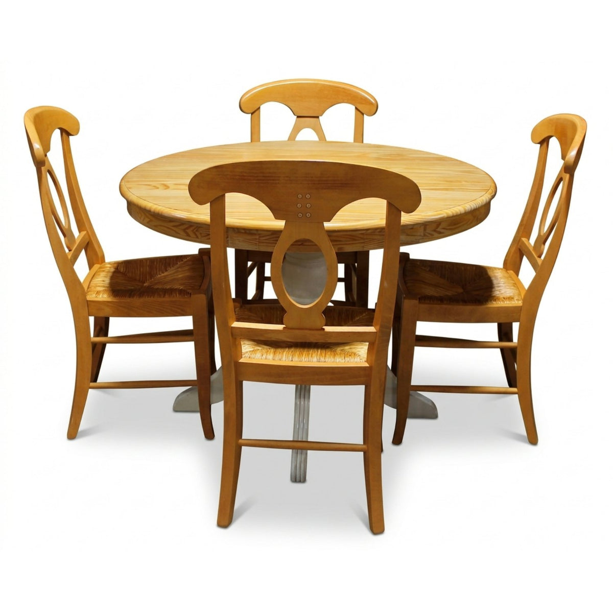 Round Dining Table w/4 Rush Chairs