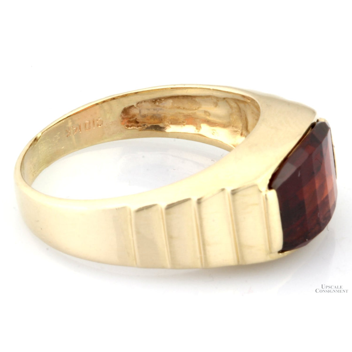 4.21ct Fantasy Cut Rhodolite Garnet 14K Yellow Gold Ring