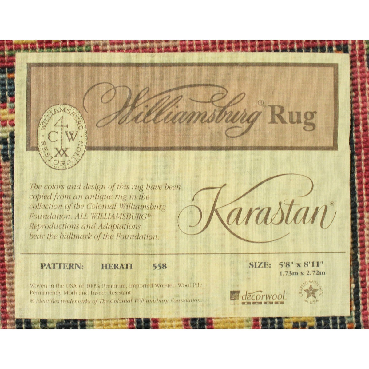 Karastan 5'8" x 8'11" 'Herati' Wool Area Rug