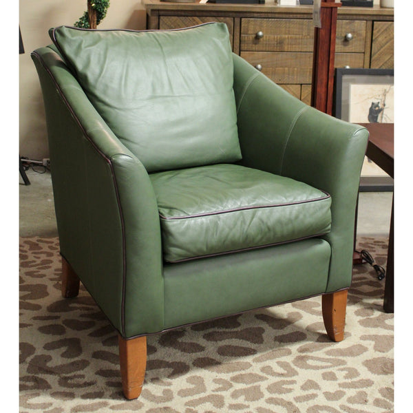 Ethan Allen Green Leather Chair