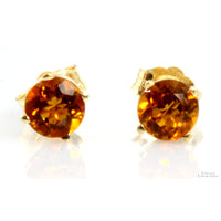 14K Yellow Gold 1.04ctw Round Citrine Gemstone Stud Earrings