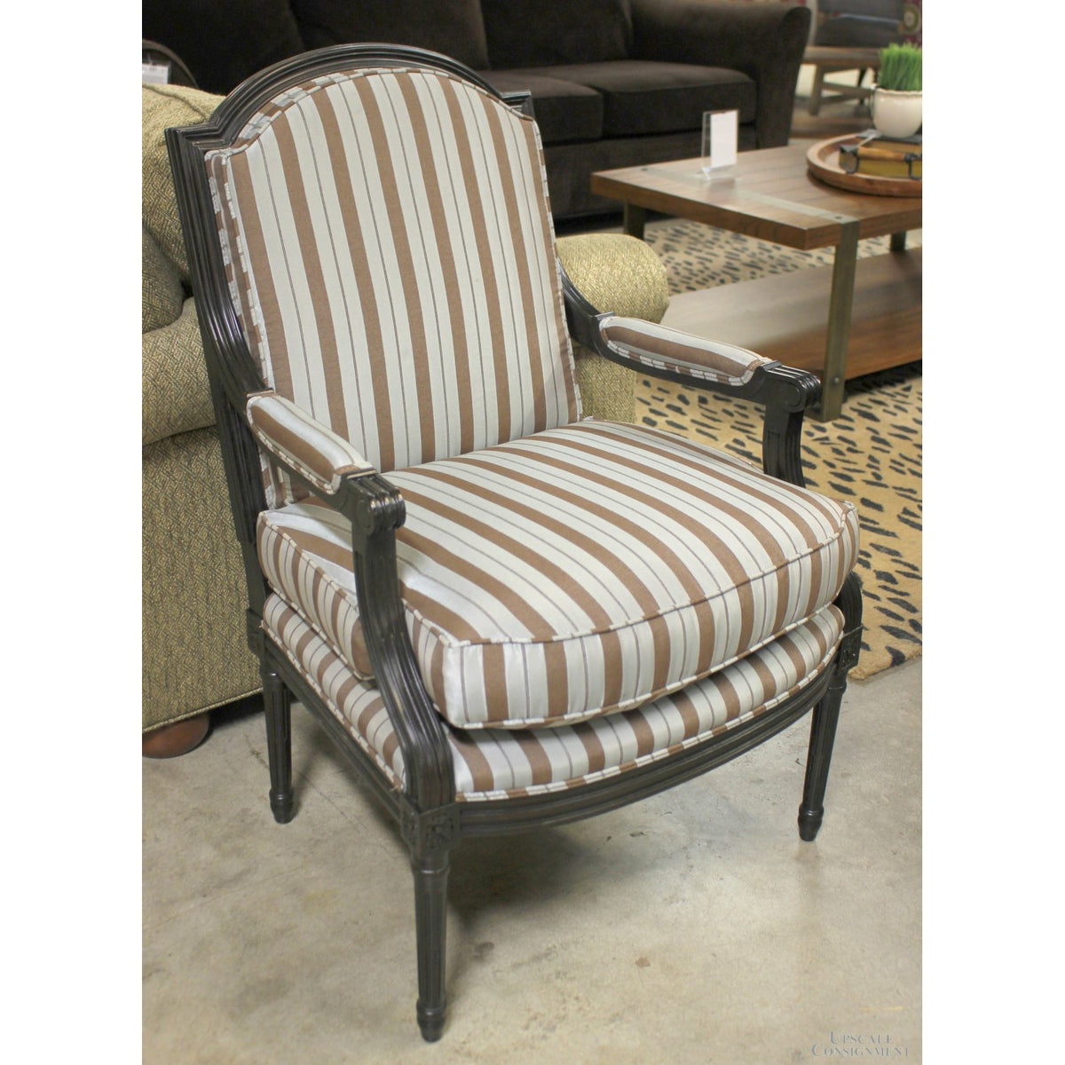 Baker Furniture Louis XVI Style Striped Accent Chair