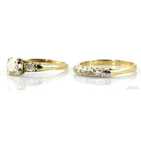 Circa 1940s .85ctw Diamond 14K Yellow Gold Wedding Ring Set