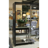 Modern Black Oak, Gray, & Chrome Etagere