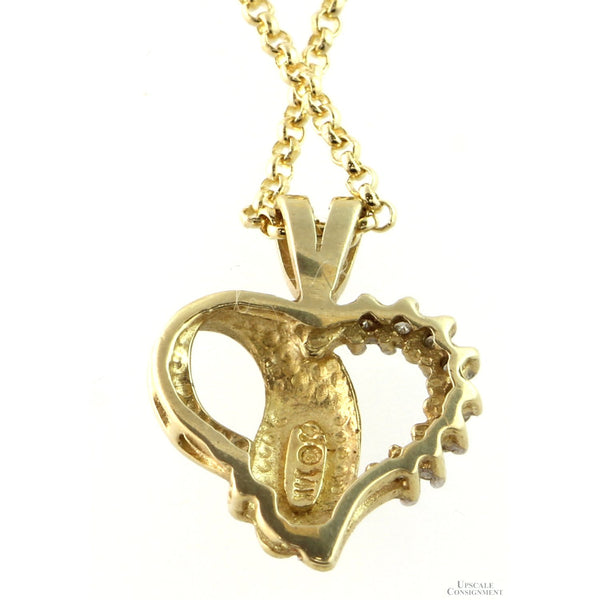14K Gold .08ctw Diamond Open-Heart Design Pendant