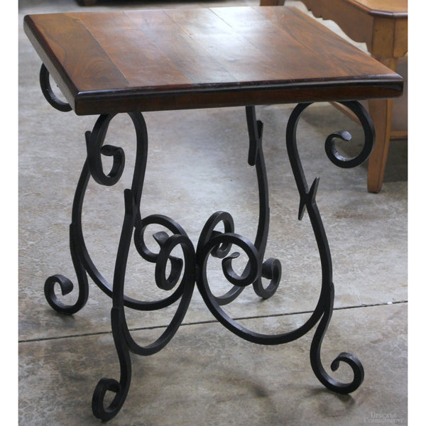 Wood & Iron Square End Table