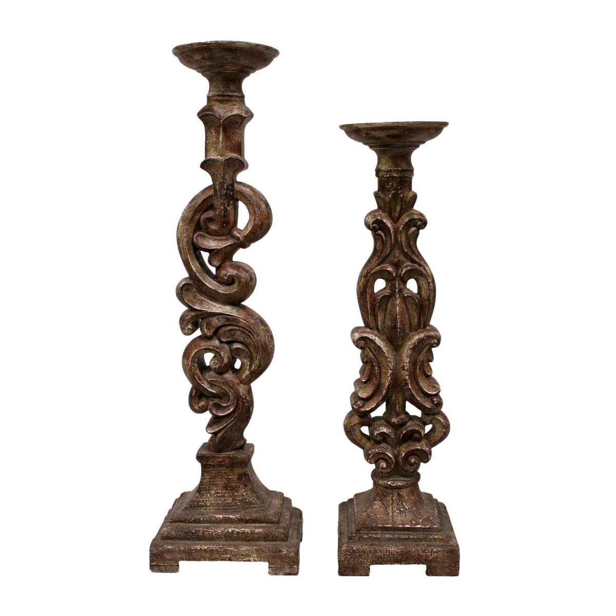 Pair of Ornate Antique Gold Candle Holders