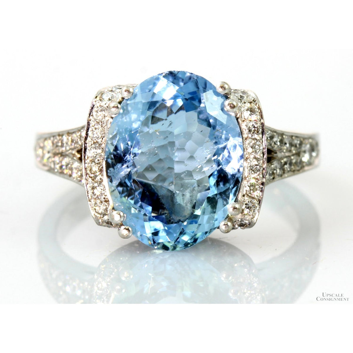 3.51ct Aquamarine & .42ctw Diamond 18K White Gold Ring