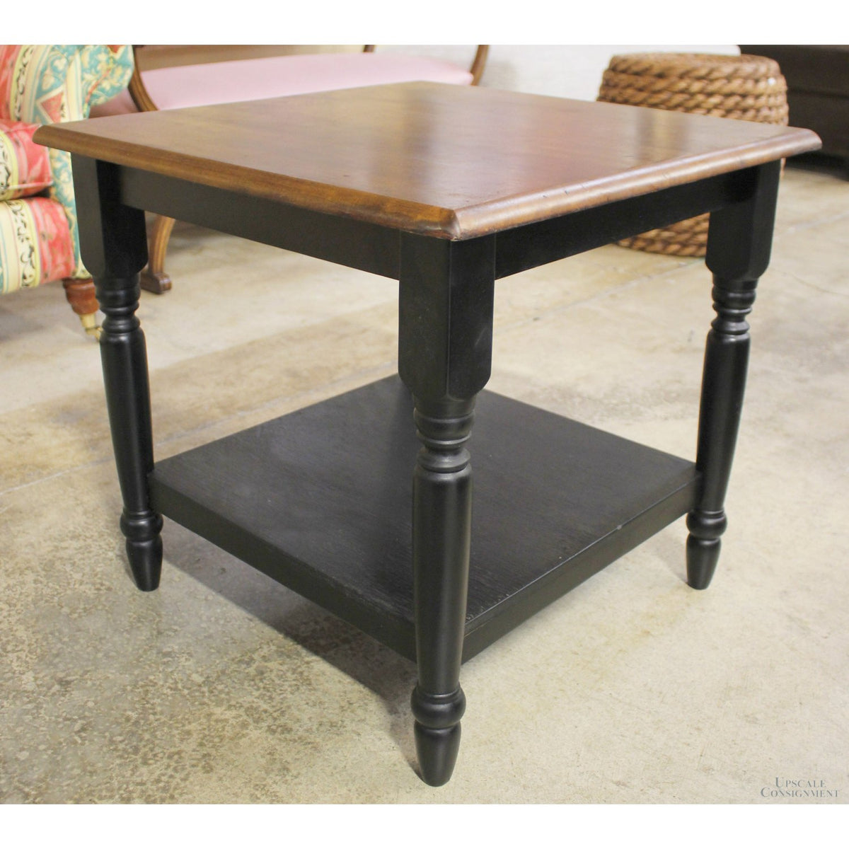 Black & Wood Cottage End Table