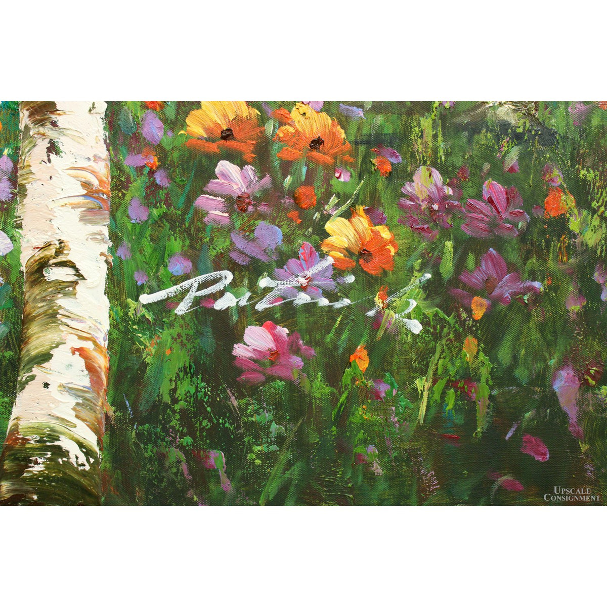 Original Oil Painting - Birch Forest w/Flowers