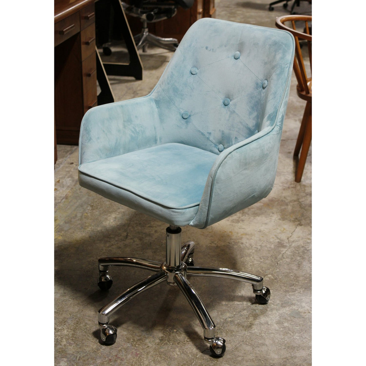 Turquoise & Chrome Task Chair