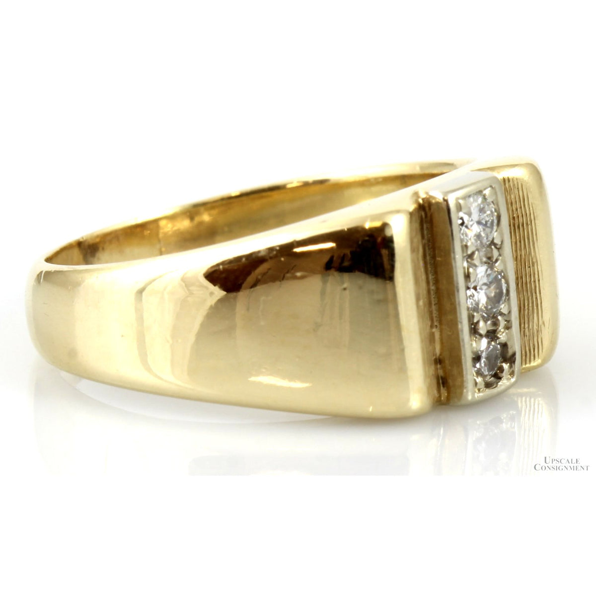 Vintage Three-Stone Men's .26ctw Diamond 14K Gold Ring