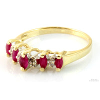 Marquise Cut Natural Ruby & Diamond 14K Gold Ring