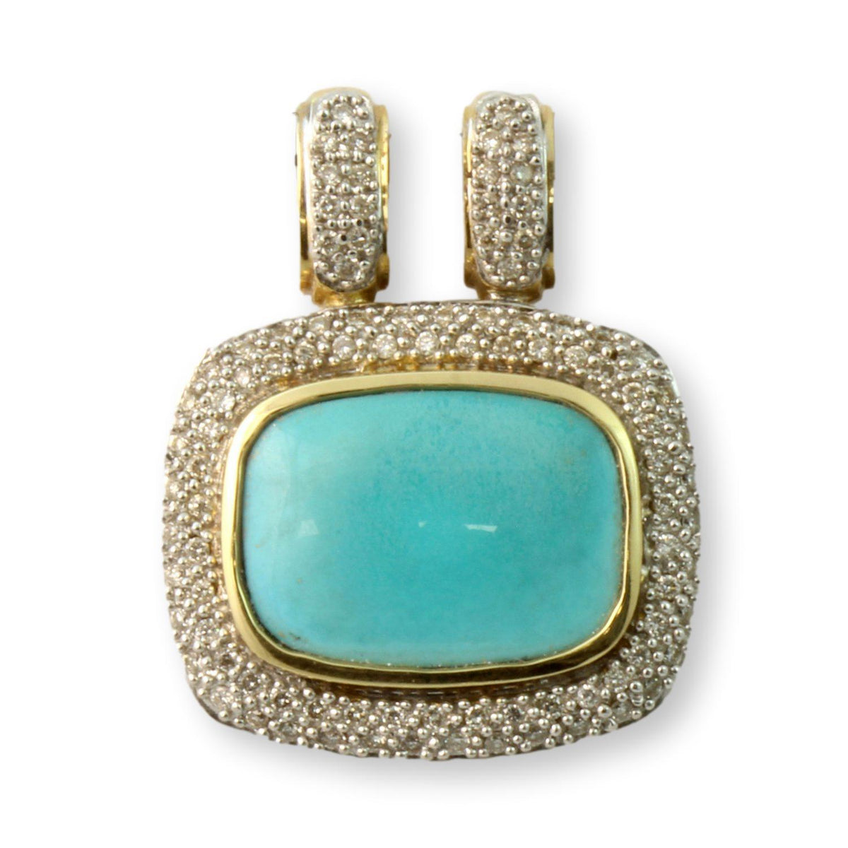 LeVian Turquoise & Diamond 14K Yellow Gold Slide Pendant