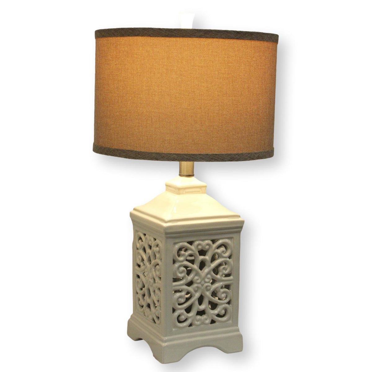 White Ceramic Garden Style Lamp
