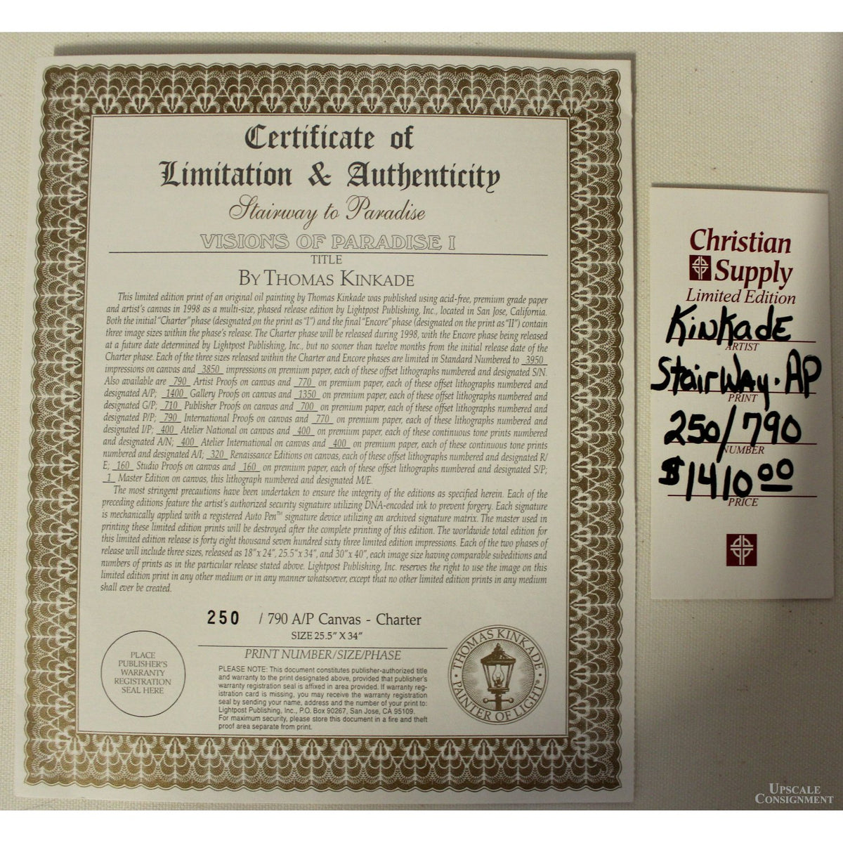 Framed Limited Edition Lithograph "Stairway to Paradise" by Thomas Kinkade