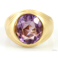 6.57ct Oval Amethyst Gemstone 14K Yellow Gold Men's Ring