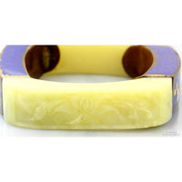 Carved Serpentine & Cloisonné Enamel Panel Bangle - 83.97G
