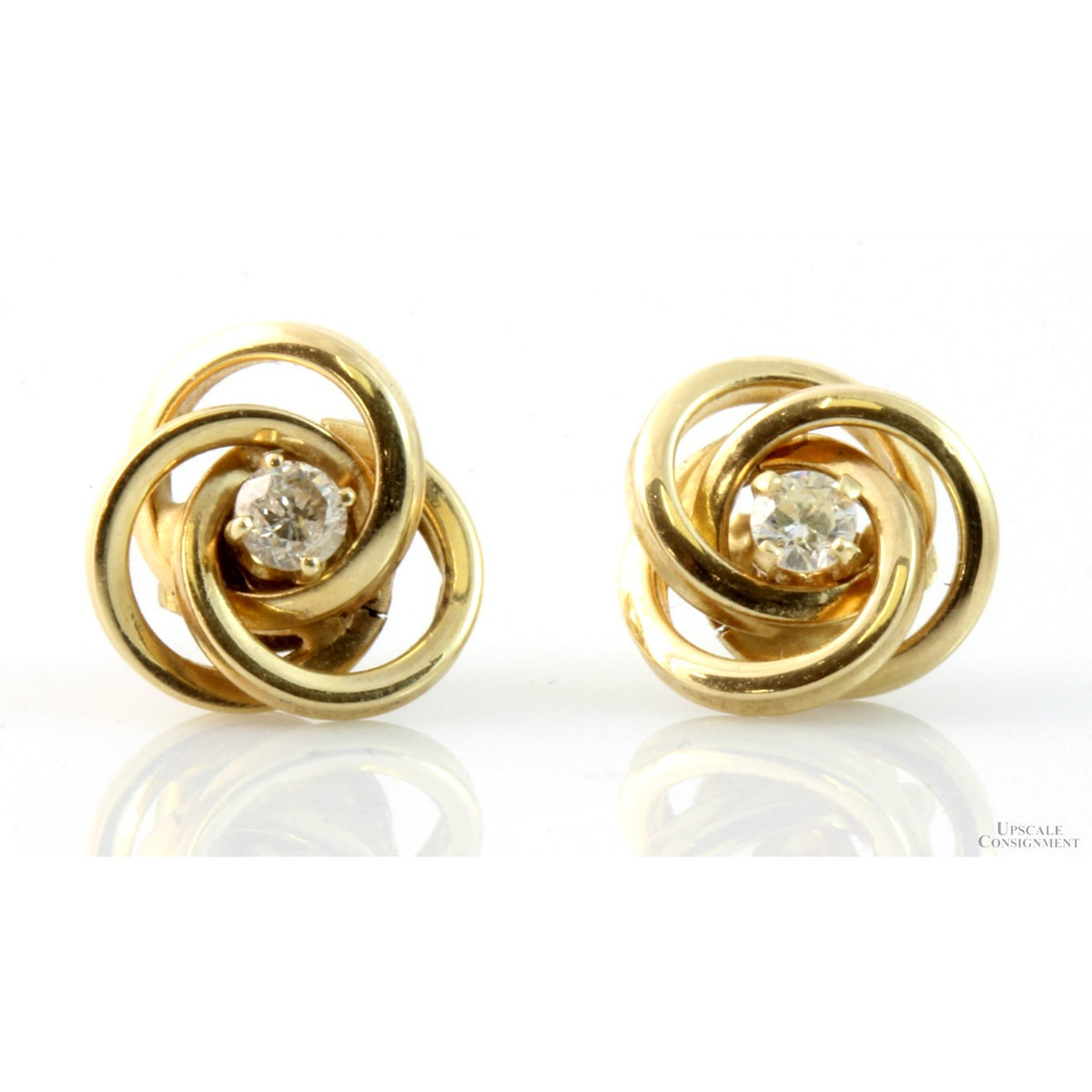 14K Gold Diamond Studs & Love Knot Enhancer Jackets