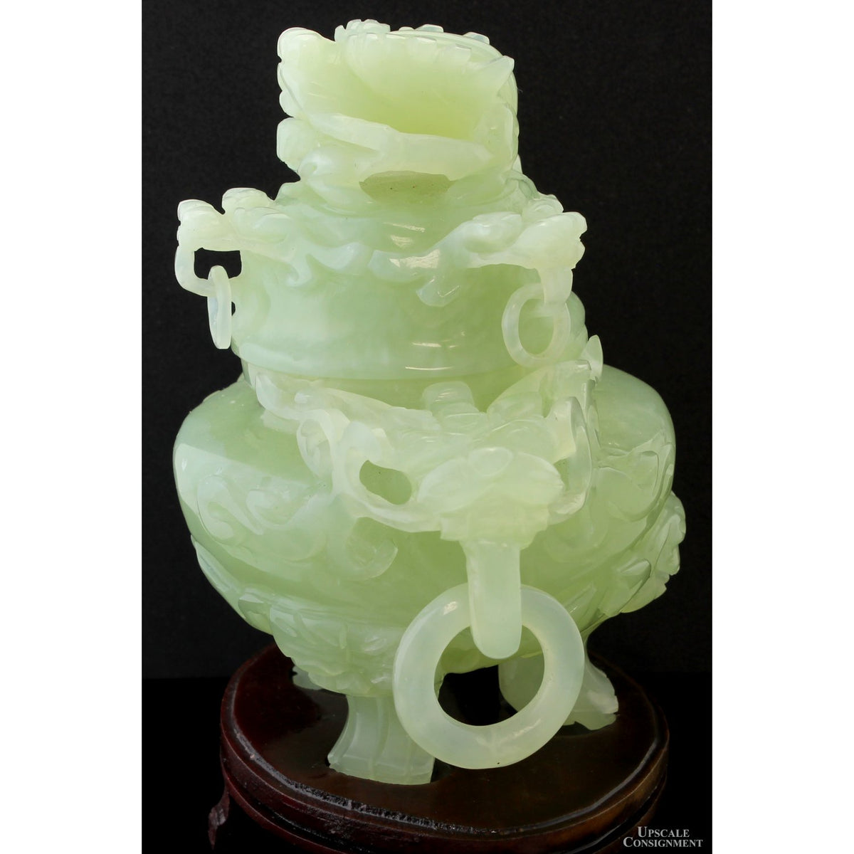 Antique Chinese Carved Serpentine Tripod Incense Burner Censer