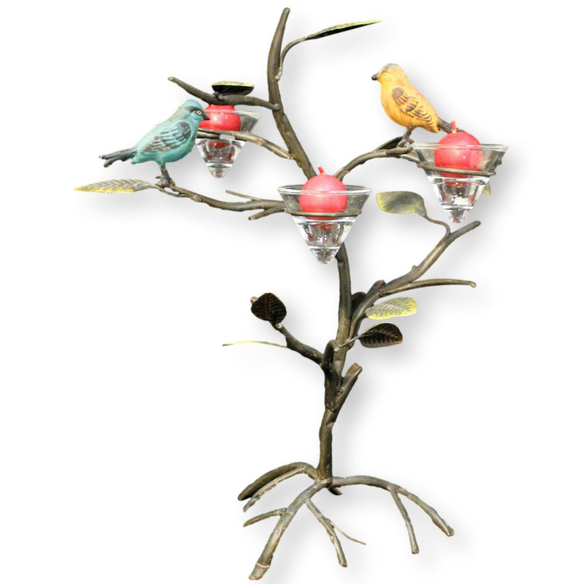 Tree Branch Tea Light Holder w/ Birds