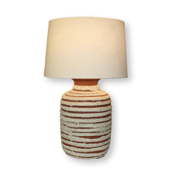 Terra Cotta Table Lamp w/White Rings