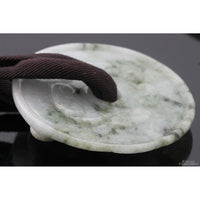 Large Carved Jadeite Jade Bi Disc Pendant Necklace & Silk Corded Necklace, Dragon