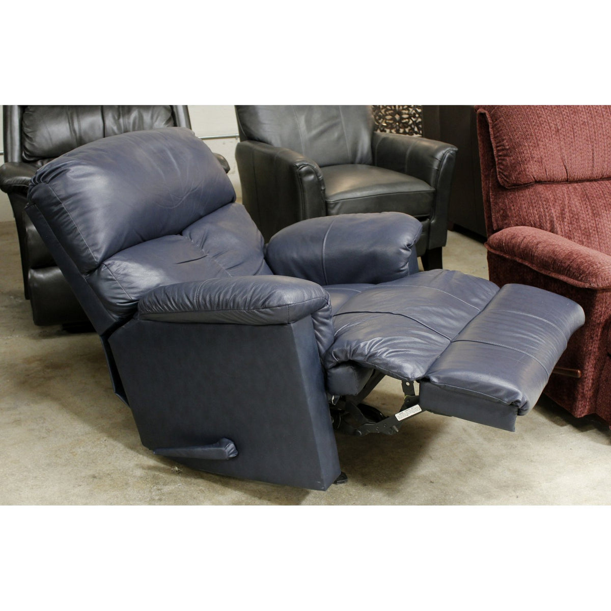 Barcalounger Blue Leather Rocking Recliner