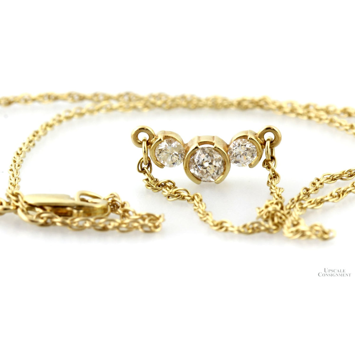 Three-Stone .51ctw Diamond 14K Gold Trilogy Necklace