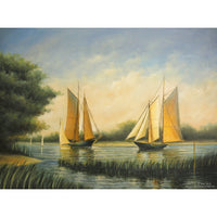 Original Oil Painting - Sailboats on Still Waters