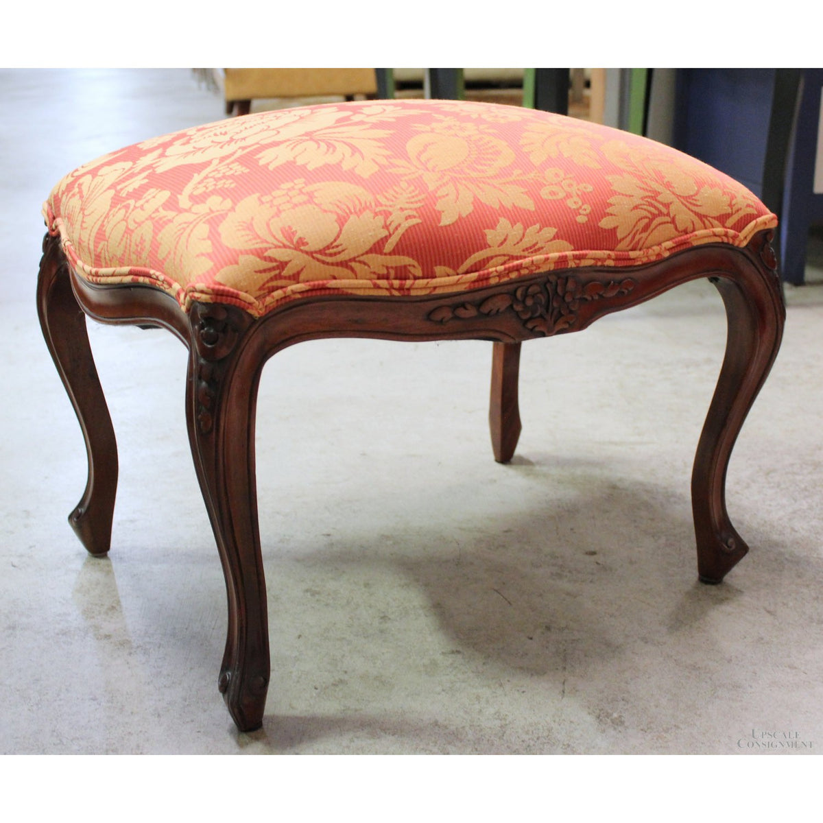 Fairfield Medallion Cane Back Fauteuil Accent Chair w/Ottoman