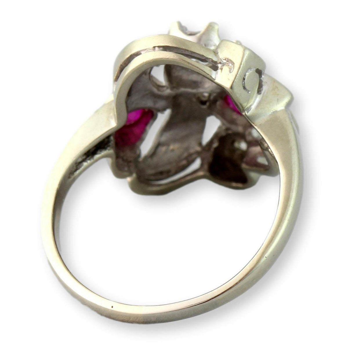 Old European & Old Mine Cut Diamonds - 14K White Gold Ribbon Ring