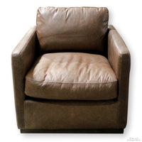 Mor Furniture "Flax" Brown Leather Swivel Chair
