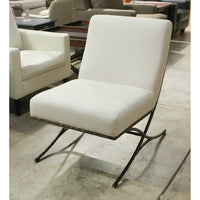 Armless Linen Accent Chair with Bronze Frame