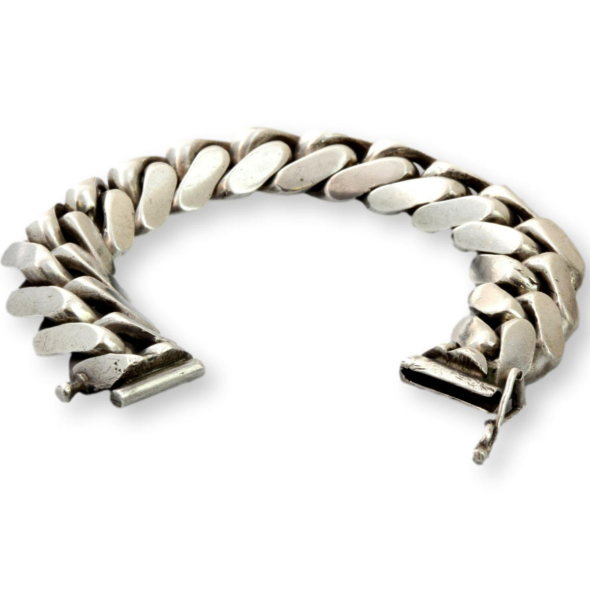 Mexican Silver Cuban Curb Link Bracelet - Circa 1930s–1940s
